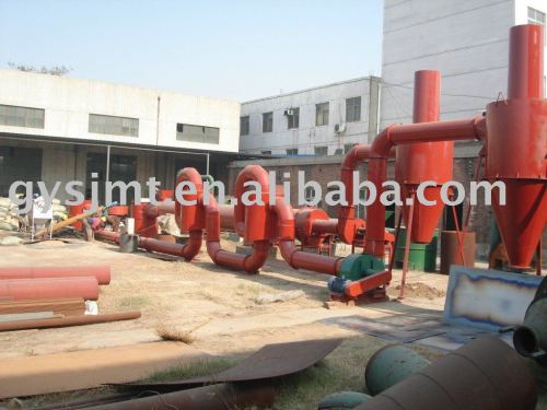 Hot air flow saw dust dryer