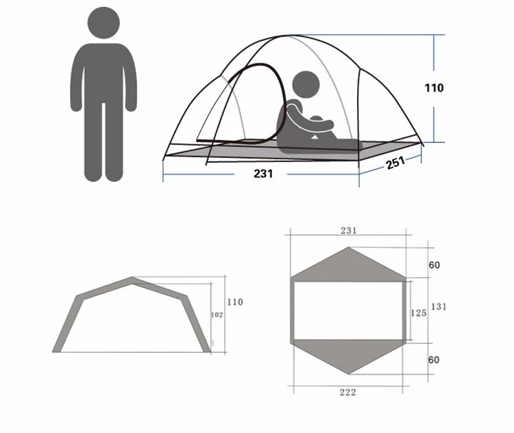 4 Season Ultralight Silicone Coating Windproof Double Layer Quick Open Camping Tents