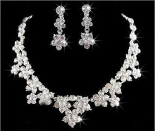Wedding Jewelry Set, Fashion Silver Bridal Jewelry Set, Diamond Crystal Fashion Necklace Jewelry Set 510292