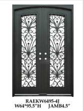 Wrought iron entry doors with glass