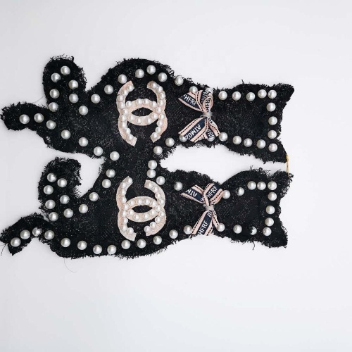 3D swarte elegante kat Embroidery Lace Beaded Patches