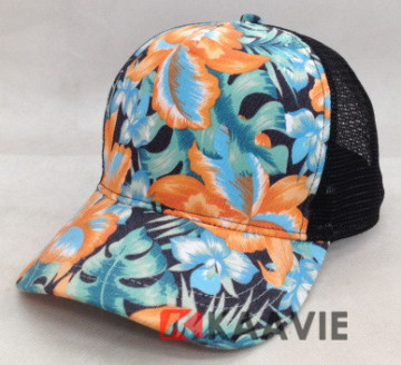 New Flower print Summer Trip Trucker Hat Floral Cool Mesh Ball Cap