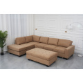 Living Room Fabric Corner Sofa with Ottoman