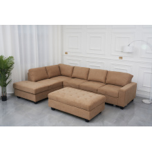 Fabric L Shaped Tufted Sofa With Ottoman