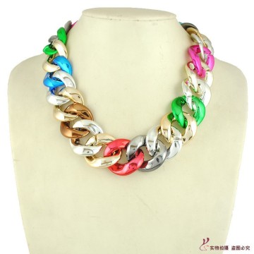 Exaggerate Fashion Colours Metallic CCB Plastic Short Necklaces