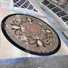 Oval shape granite water jet medallion tile floor inlay