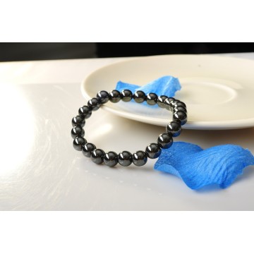 Classical Style Magnetic Hematite Bracelet health 8mm Round Semi Precious stone Stretch women men Charms jewelry bangle