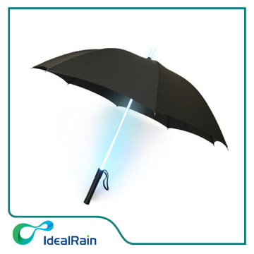 23 inch black umbrella straight umbrella with LED light-up shaft led umbrella