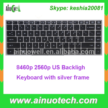 Laptop Keyboard for 8460p 2560p US Backligh Keyboard with silver frame