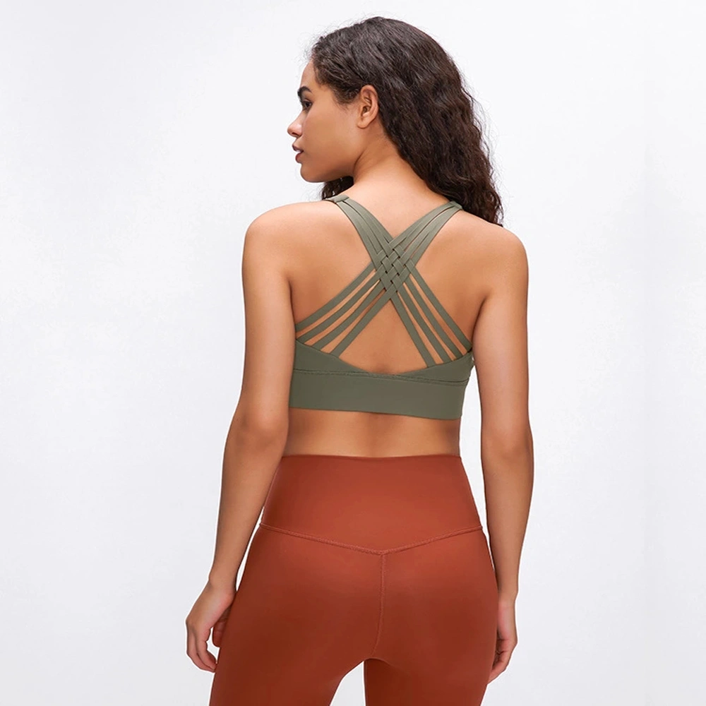 Breathable Mesh Zipper Back Yoga Sports Bra with Removable Cups