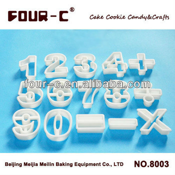 Numbers cookie cutter set,plastic cookie decorating kit