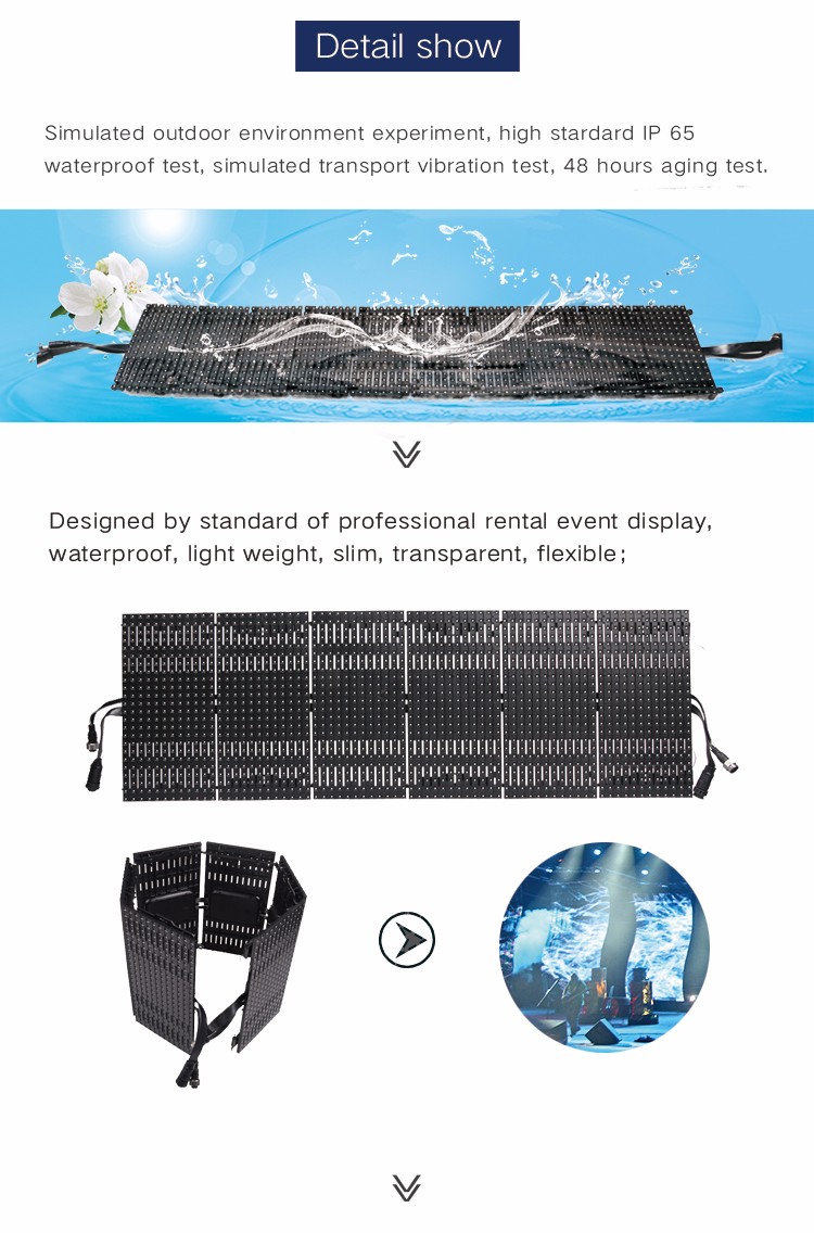 12 years rental flexible led curtain display screen hd p25 pixel flex led curtain