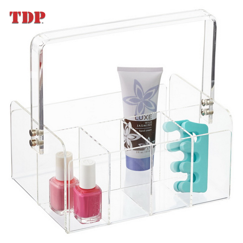 Home Decoration 5-Section Clear Tableware Bathroom Makeup Basket Storage Box Acrylic Tote