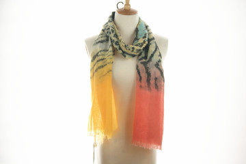 Newest Multicolor Printing Polyester Scarf with Fringes