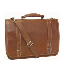 Old Vintage Italian Mens Leather Crossbody Bag / Functional Leather Briefcase