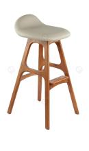 Faux leather and cotton line bar stool