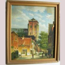 framed canvas painting - street senery