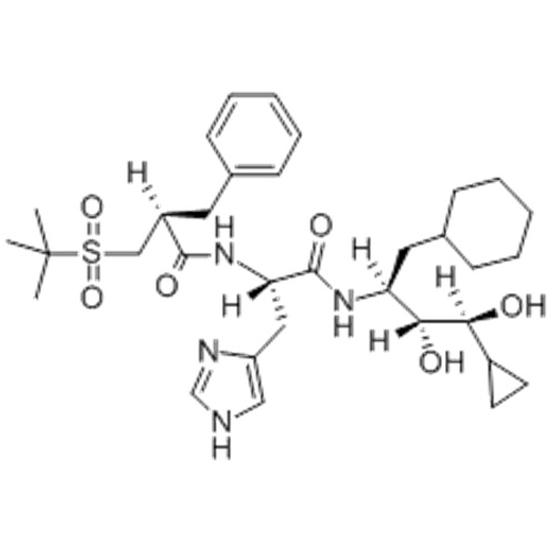 1H-imidazol-5-propanamida, N - [(1S, 2R, 3S) -1- (ciclohexilmetil) -3-ciclopropil-2,3-dihidroxipropil] -a - [[(2S) -2 - [[(1 , 1-dimetiletil) sulfonil] metil] -1-oxo-3-fenilpropil] amino] -, (57263697, aS) - CAS 126222-34-2