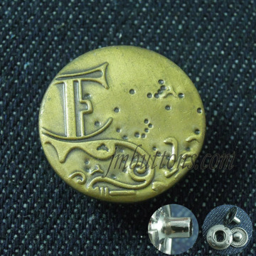 Customised brand name logo copper snaps buttons for jeans