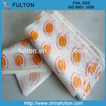 China factory hamburger packaging paper/FDA eco-friendly burger packing paper/hamburger paper wrap
