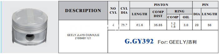 Piston For Geely CK/MK/LG 2100401121