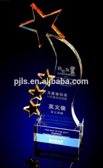 Golden yellow Star Custom Made Crystal Awards