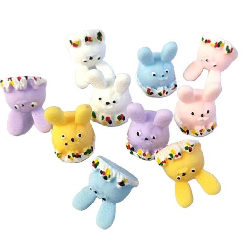 Encantadora cabeza de conejo de resina Flatback artesanías Kawaii pequeños adornos de cabeza de conejo para álbum de recortes decoración de vacaciones de Pascua