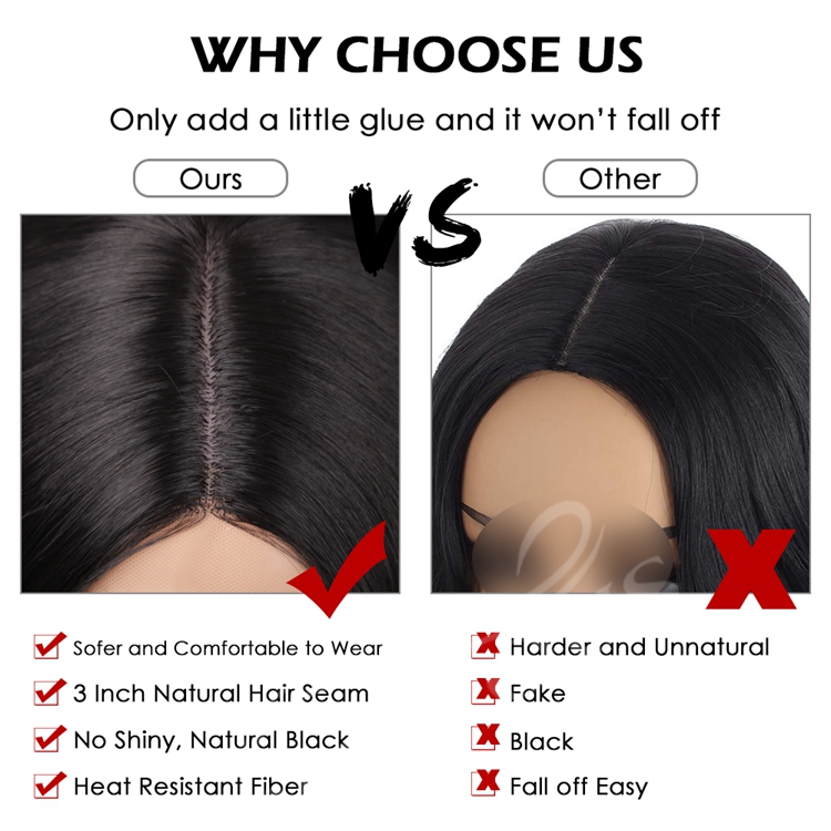 Vigorous Machine Made Swiss Small Lace Front For Black Women Deep Wave Long Cosplay Short Synthetic Hair Black Wigs