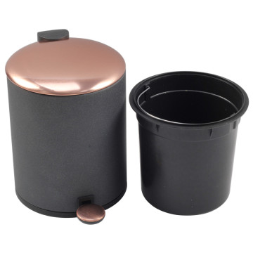 Copper Lid Black Trash Can with Toilet Brush