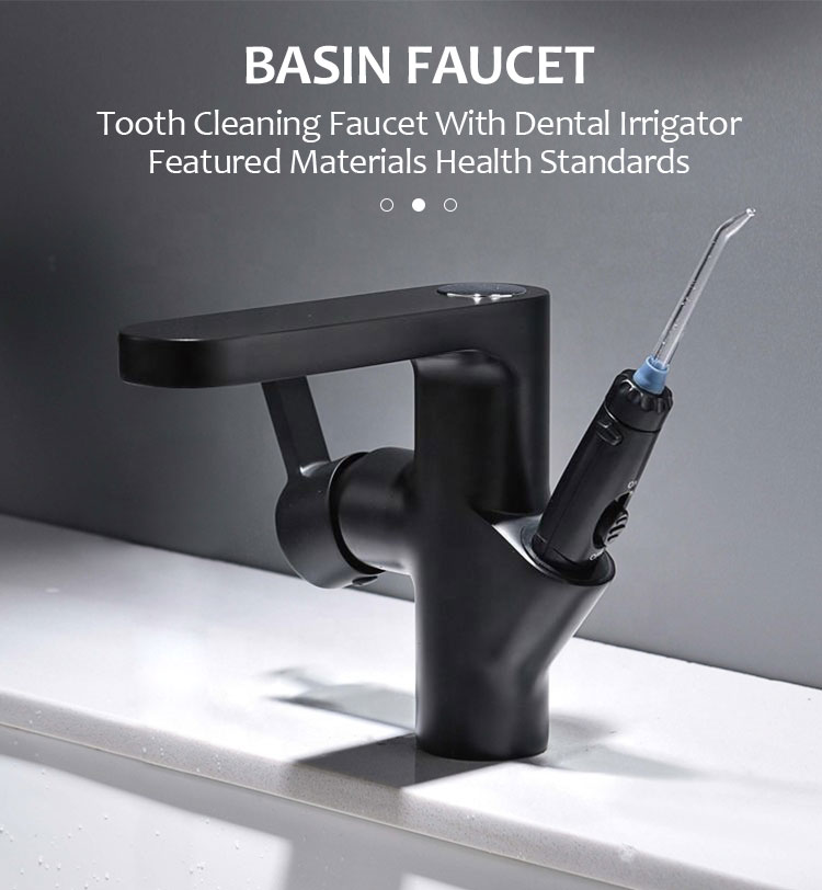 Special Design Black Mixer Basin Faucet With Dental Oral Irrigator Water Flosser Washer Teeth Clearing Faucet For Sale