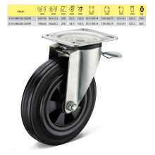 Non-slip heavy duty casters with rubber wheels