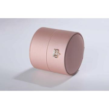 Boîte de parfum en cuir cylindrique