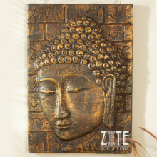 Indoor decoration metal craft bronze buddha face relief sculpture