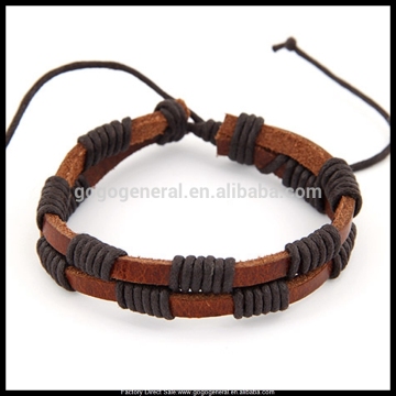 Mixed Layers Knotted Leather String Bracelets For Men