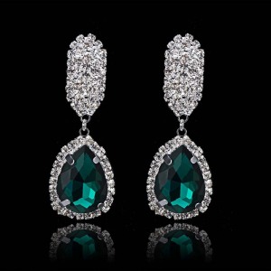 Green Crystal Rhinestone Dangles Earrings Jewelry