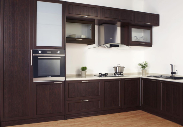 Wood grain powder coating for cabinets