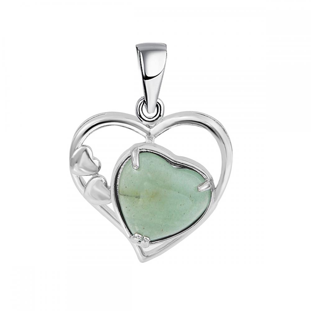 Aventurina verde amor Heart Birthstone colgantes de piedras preciosas para mujeres