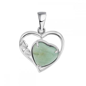 Green Aventurine Love Heart Birthstone Pendant Gemstone Necklaces for Women