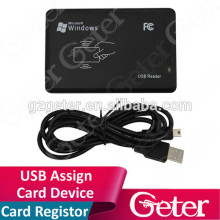 USB smart card reader to register the user