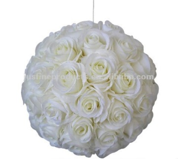 7.5" Decorative Artificial Flower Ball, Artificial Hanging Flower Ball, White Rose Flower Ball