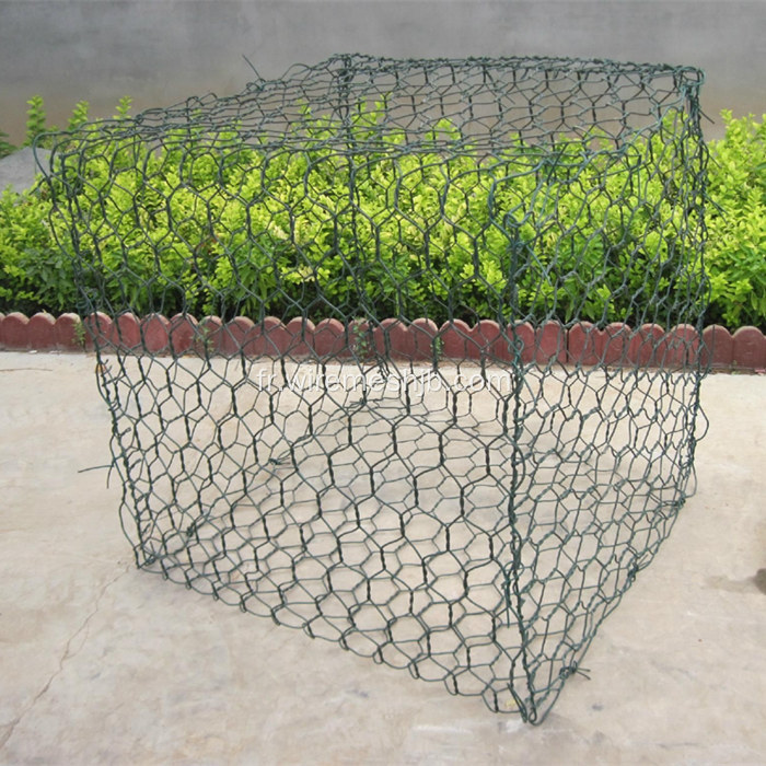 Boîtes enduites de Gabion de PVC de trou hexagonal de couleur verte