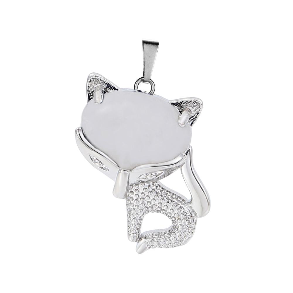 Cristal Luck Collar de zorro para mujeres Men curativas Amuleto de cristal Animal Pendiente de joya Gémica Regalos