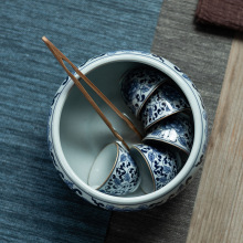 Blue-and-White Porcelain Tea Wash Cup for Kung Fu Tea Ceremony