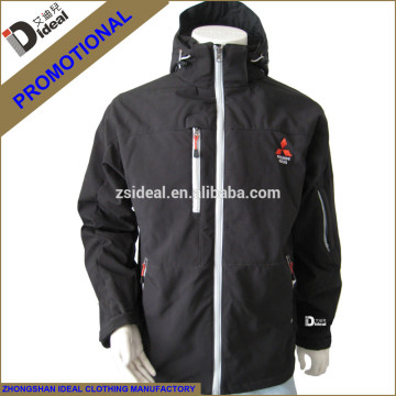 Men breathable fleece lined waterproof hooded softshell jacket