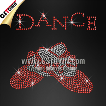 Rhinestone and glitterred ballet shoes dance iron on heat transfers motifs