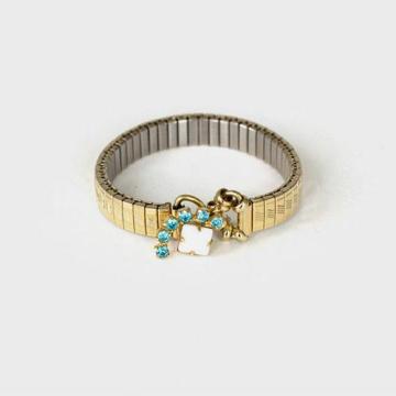 Popularity inlay blue crystal girls gold bracelets watch