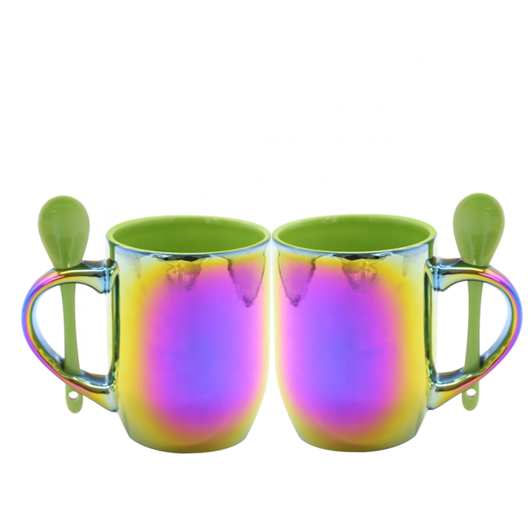 Patterned Coffee Electroplating Mug With Spoon