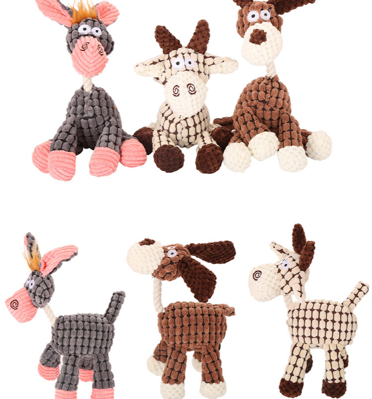 Wholesale Pet Products Donkey Dog Toys Shape Plush Dog Toy with Rope