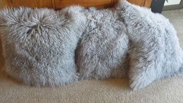 Tibetan Lamb Fur Pillow Single Sided Fur Many Colors