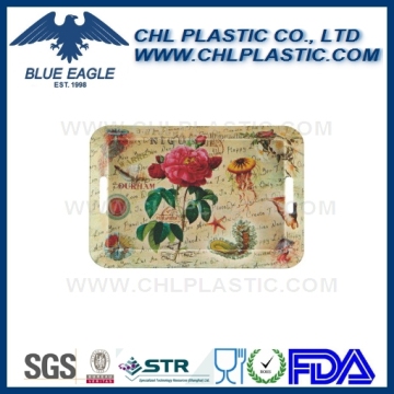 Promotional flower printing plastic serving tray